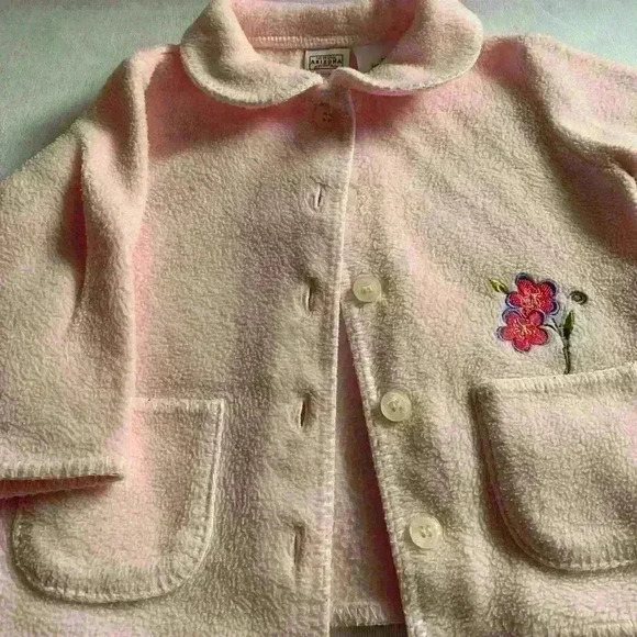 Arizona Light Pink Long Sleeve Button-Up Jacket 12 Months - Picture 3 of 4